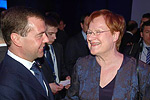 Presidentti Halonen ja Venäjän federaation presidentti Dmitri Medvedev. Kuva: Kari Mokko 